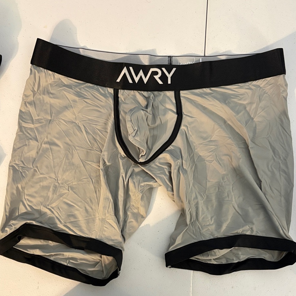 Awry Men's Gray Boxer Briefs with Black Trim